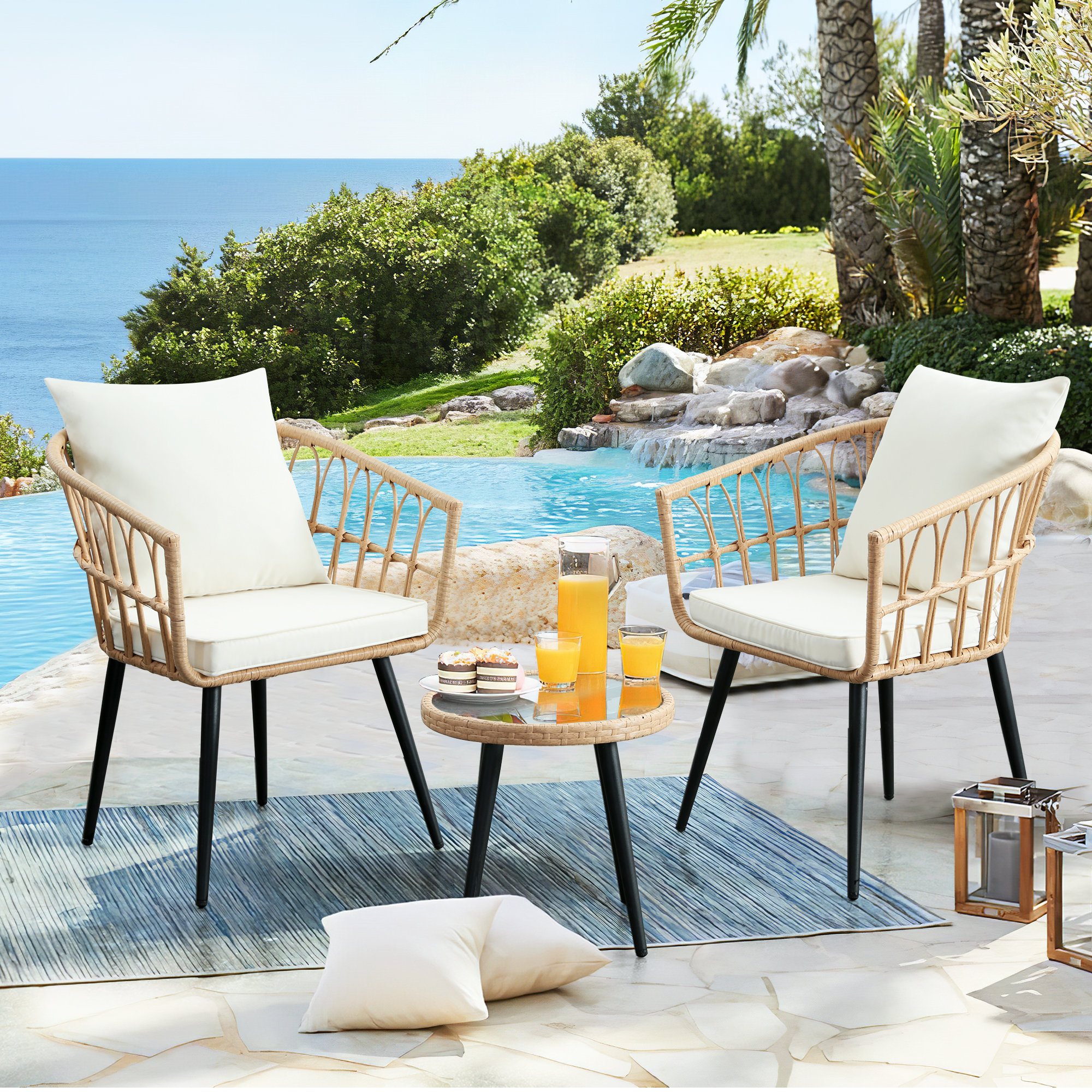 Bay Isle Home Edmont 2 Person Outdoor Seating Group With Cushions